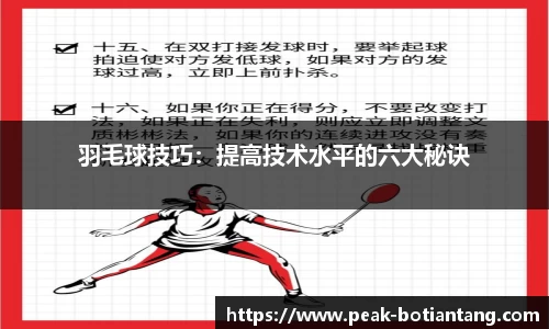 羽毛球技巧：提高技术水平的六大秘诀
